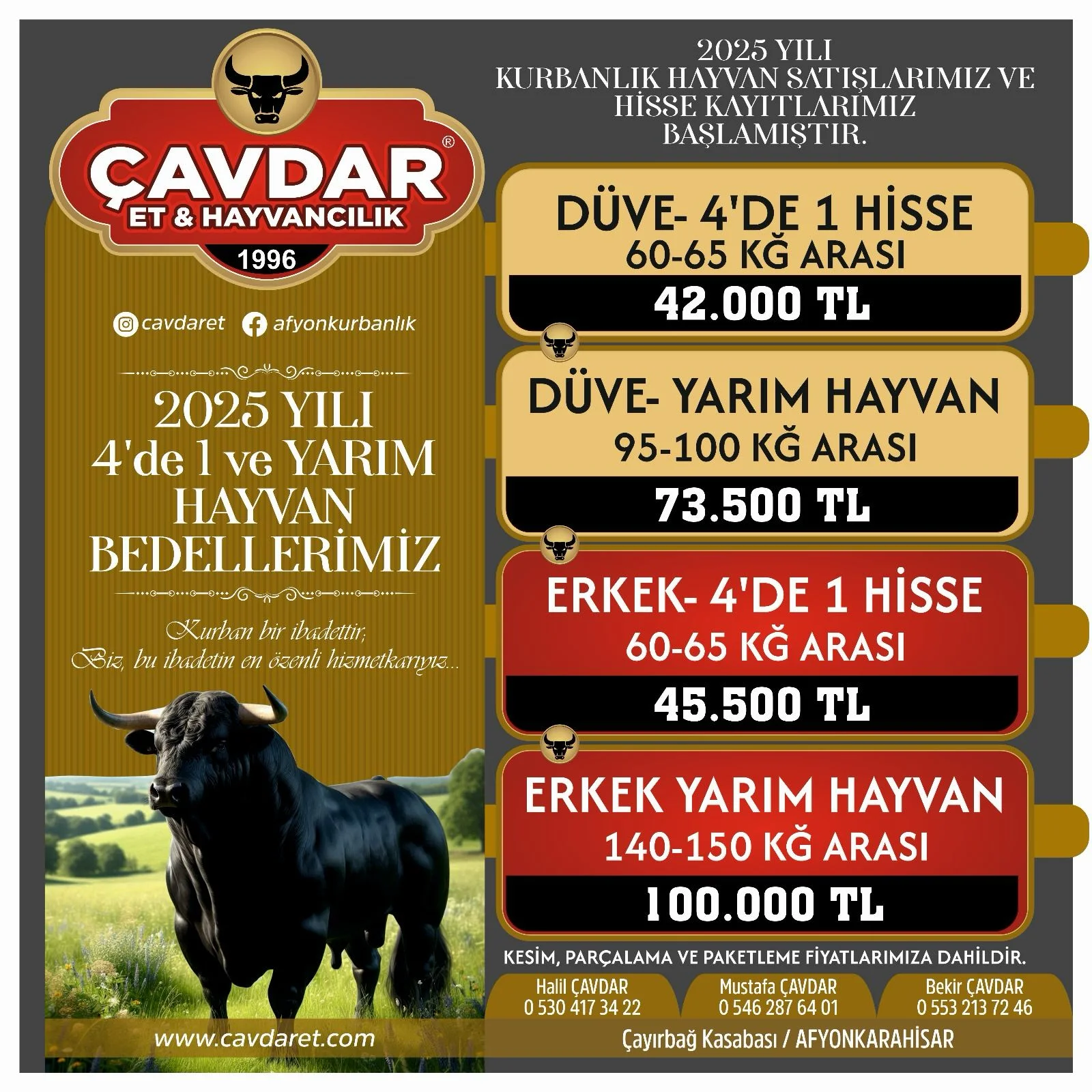 Afyon Kurbanlık | Online Adaklık Kurban | Akika Kurbanı | Şükür Kurbanı | Afyon Adaklık Kurban